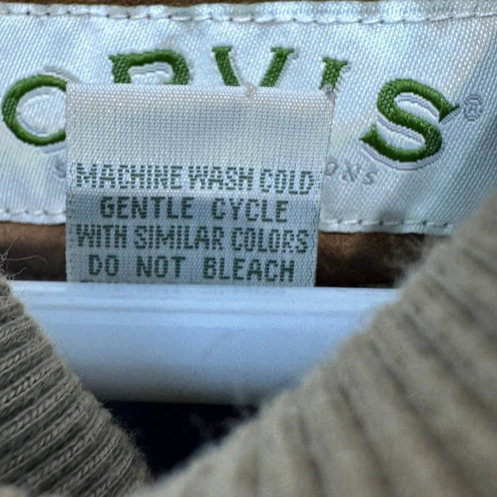 ORVIS Mens‎ Tan Quarter Zip Pullover Sweatshirt Size Large Cotton Blend